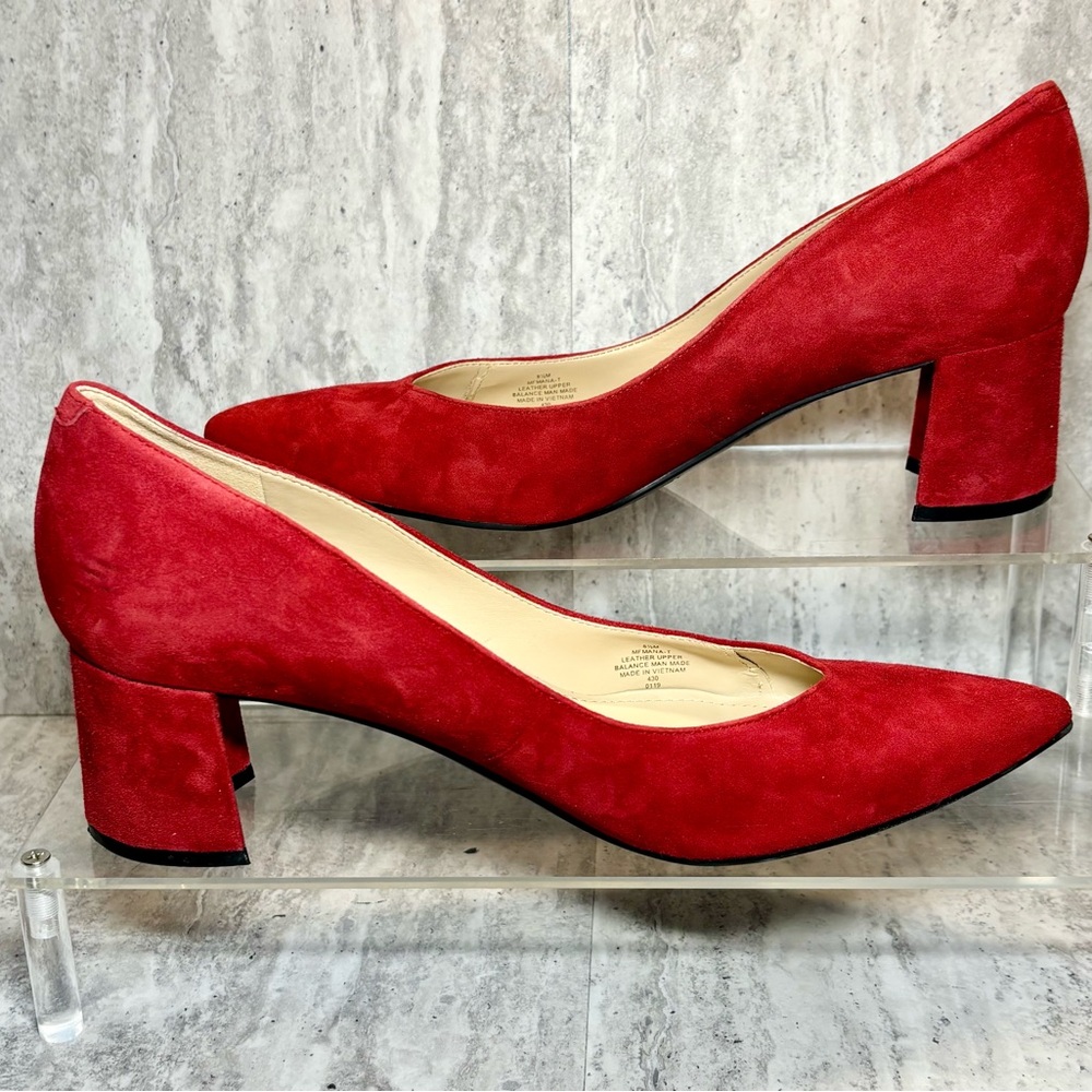 Marc Fisher Mana Lipstick Red Suede Heels Pumps Sz 8.5M